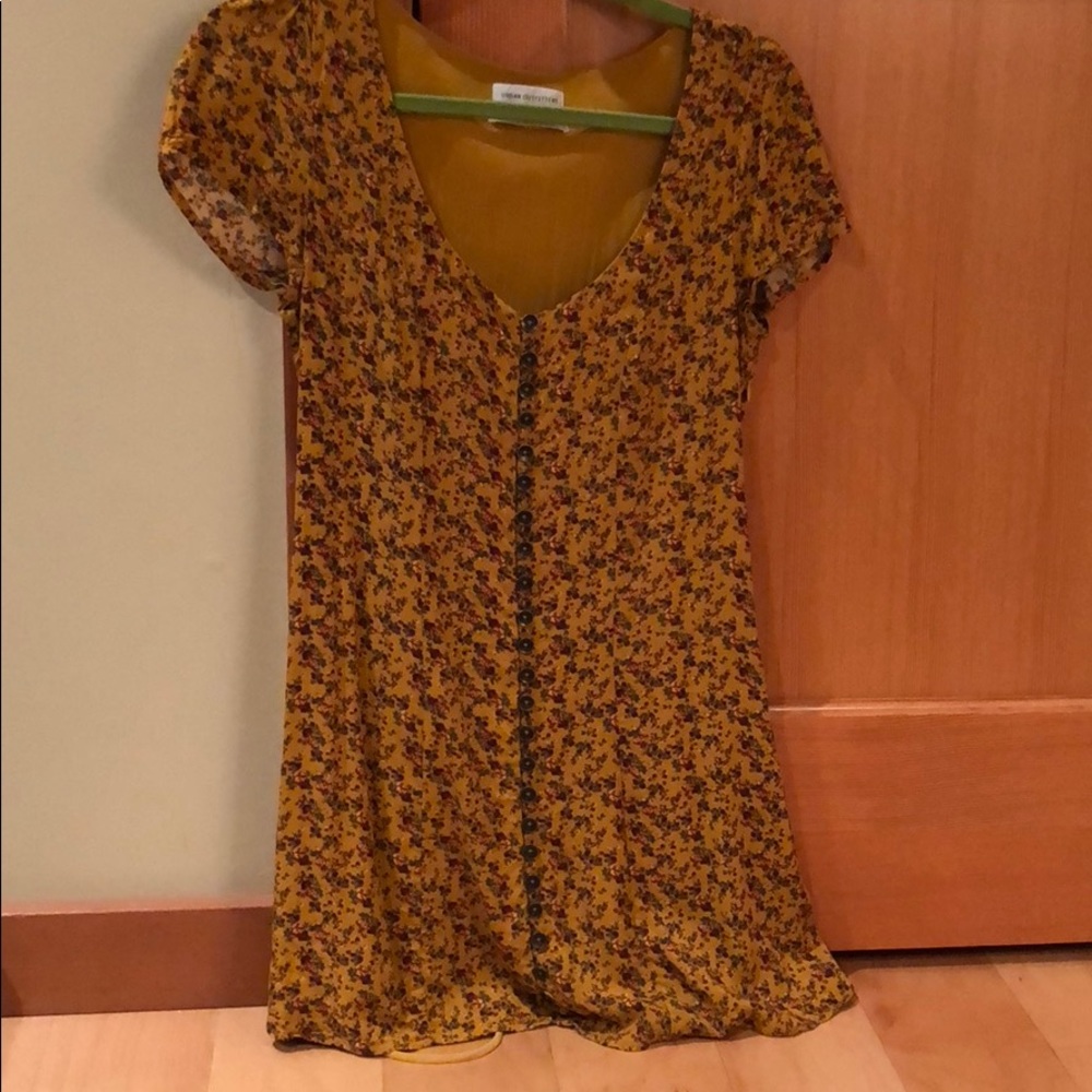 Mustard Floral Urban Outfitters Skater Dress